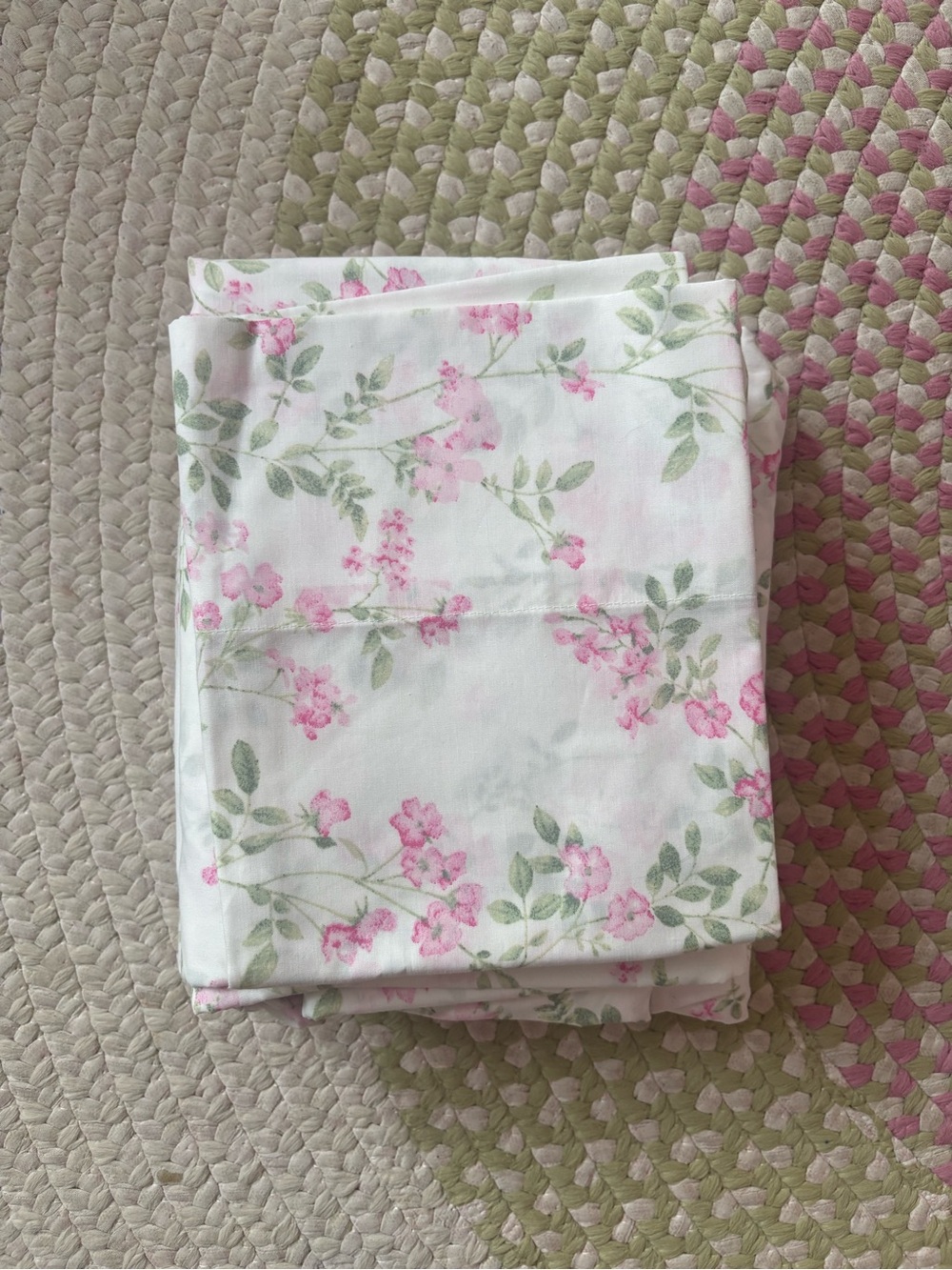 Floral Pink & White Cotton Pillowcase Set